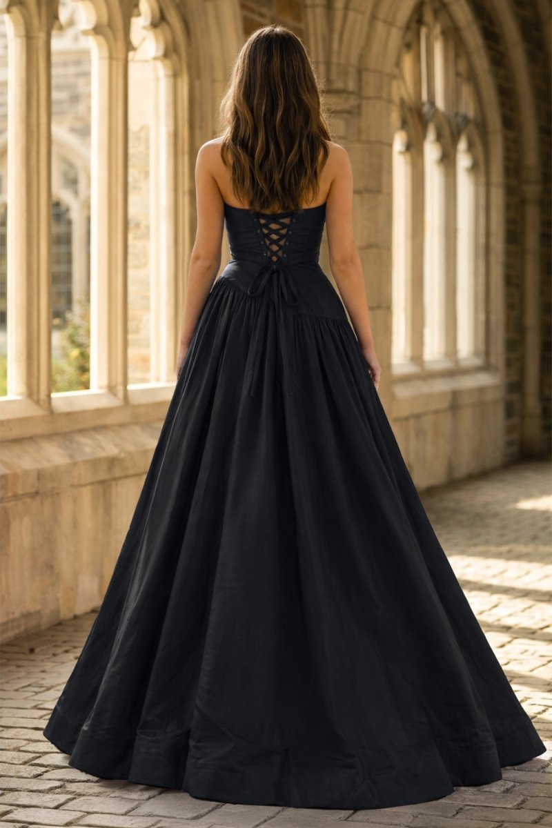 Fiora Camille Black back view prom dress