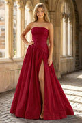 Fiora Camille Burgundy front view prom dress