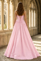 Fiora Camille Rose Pink back view prom dress