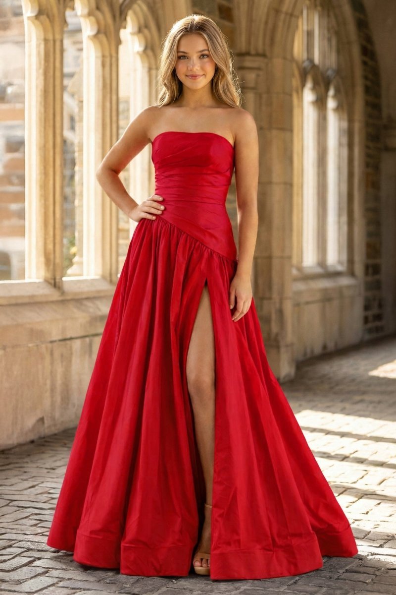Fiora Camille Red front view prom dress