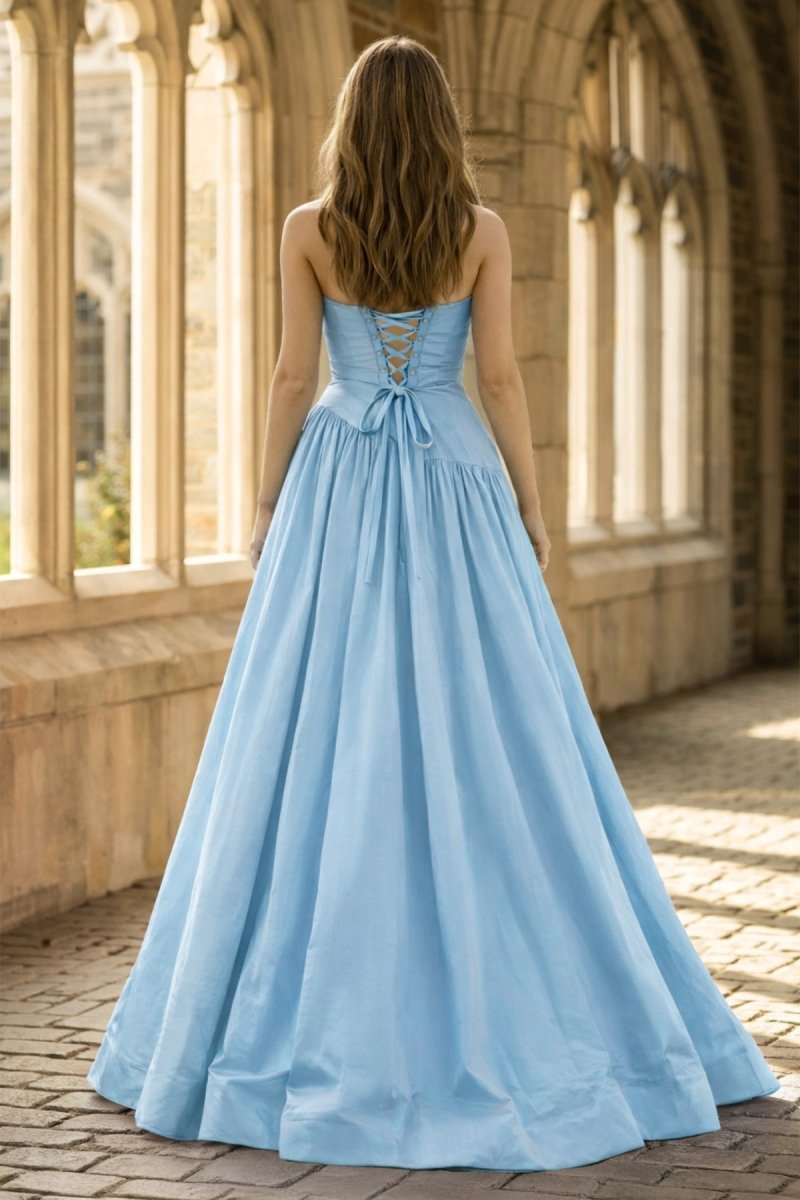 Fiora Camille Sky Blue back view prom dress