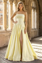 Fiora Camille Yellow front view prom dress