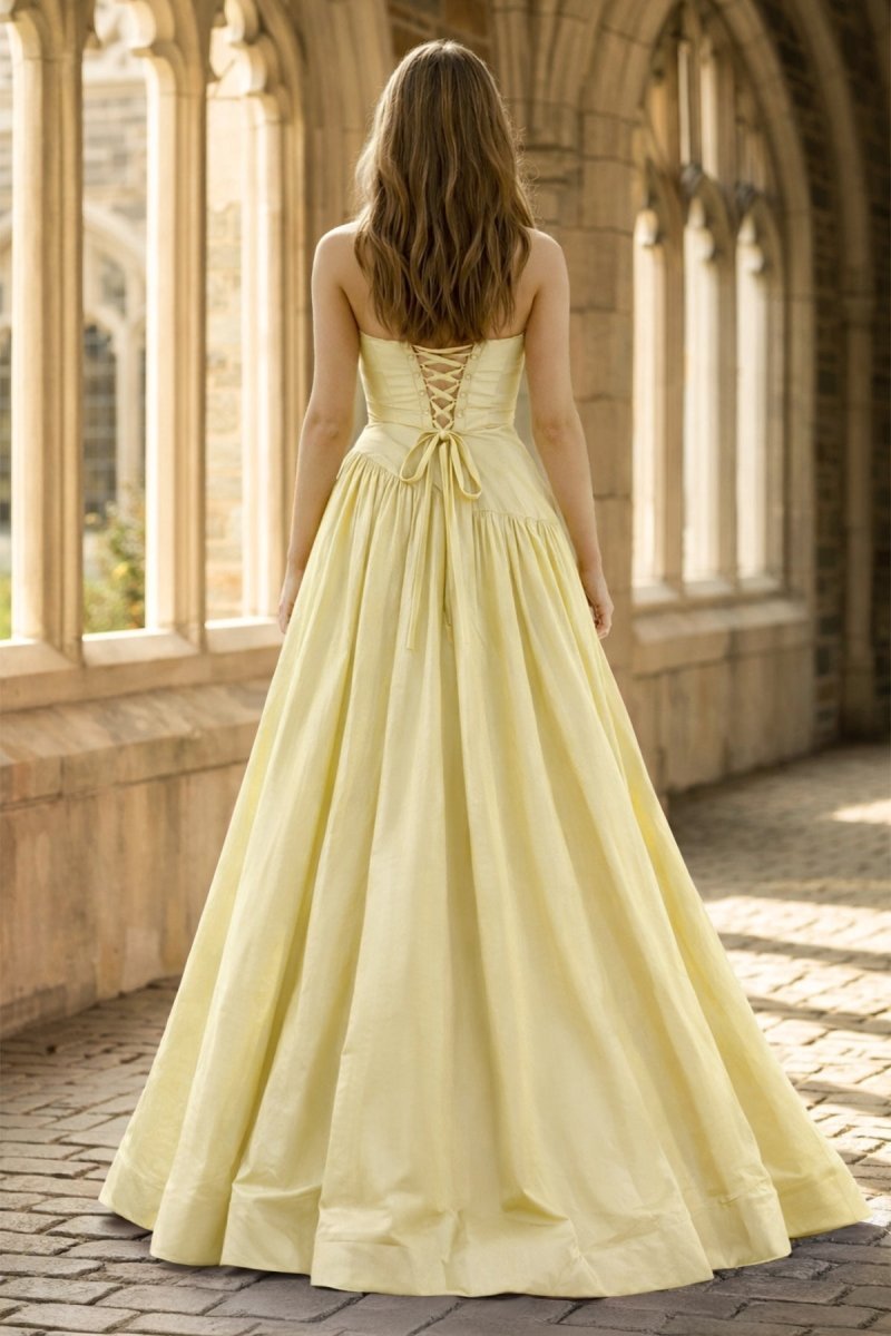 Fiora Camille Yellow back view prom dress