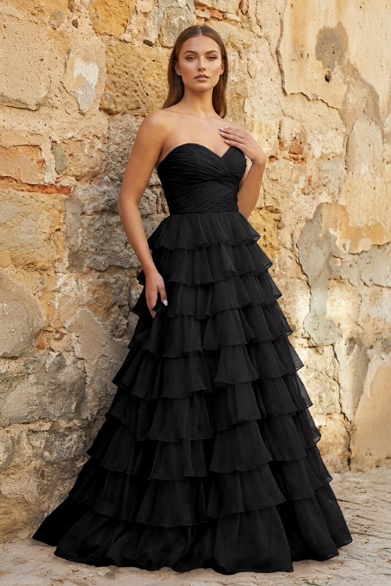 Clarisse Raine Black front view prom dress