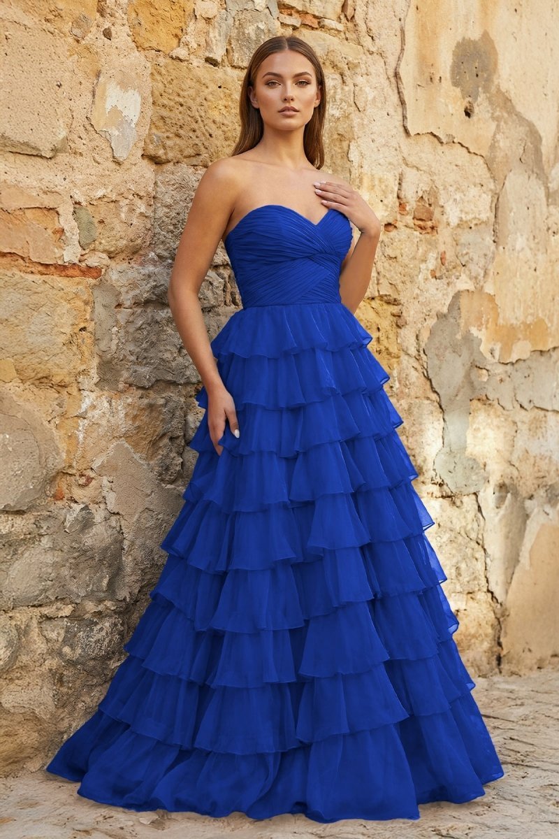 Clarisse Raine Royal Blue front view prom dress