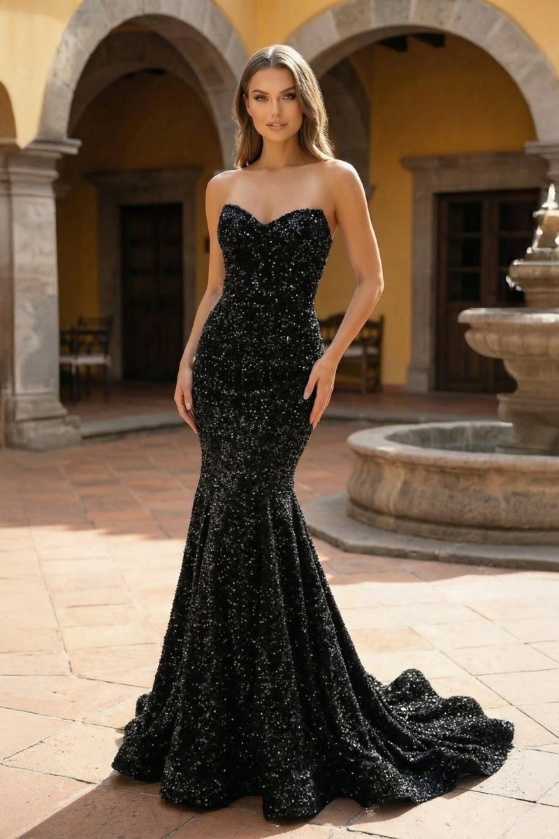 Nerissa Sol Black front view prom dress