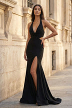 Clarisse Mae Black front view prom dress