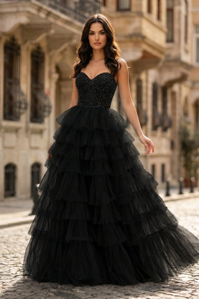 Bellamy Nell Black front view prom dress