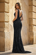 Tessa Maren Black back view prom dress