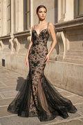 Clarisse Faye Black Nude front view prom dress