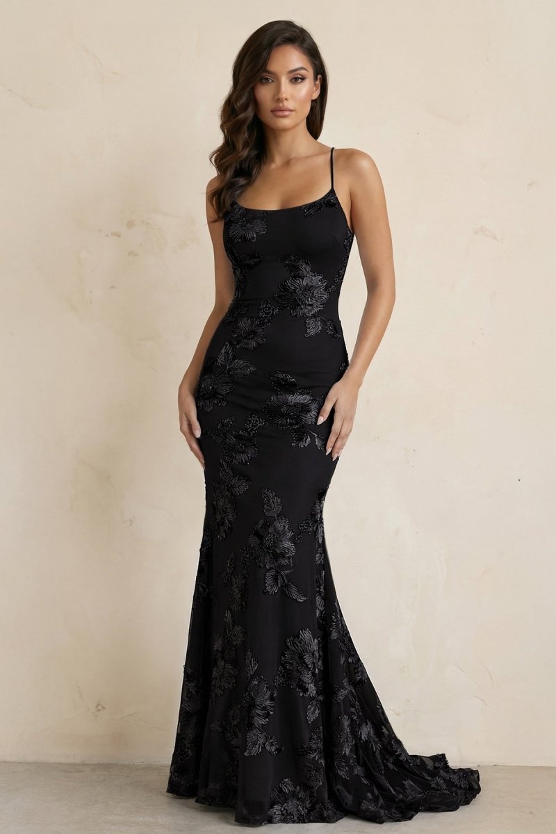 Sky Blue Spaghetti Straps Mermaid Tulle Long Formal Prom Gown With Appliques