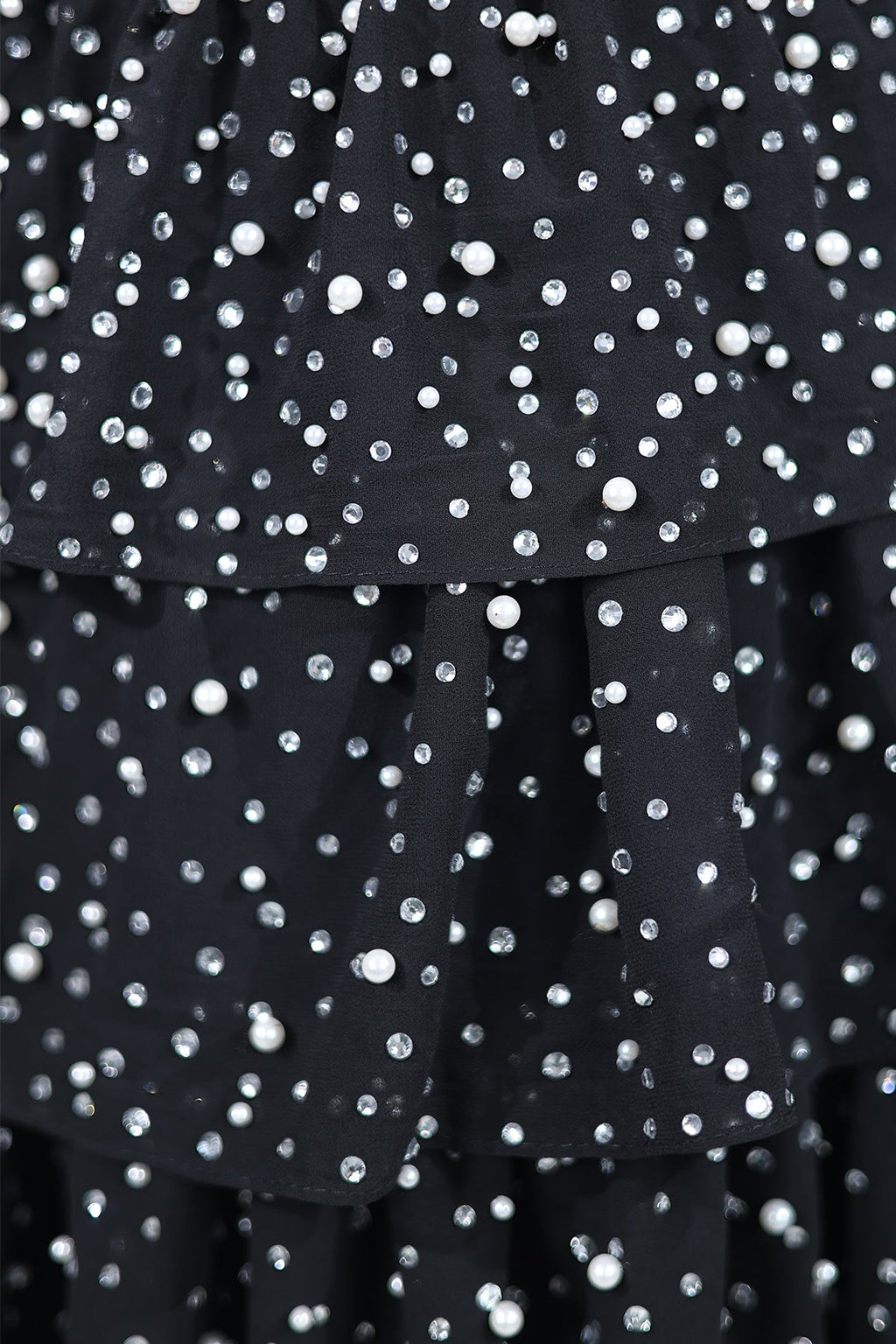 Black Sparkly Cut-Out Halter A-Line Chiffon Bow Homecoming Dress With Pearl