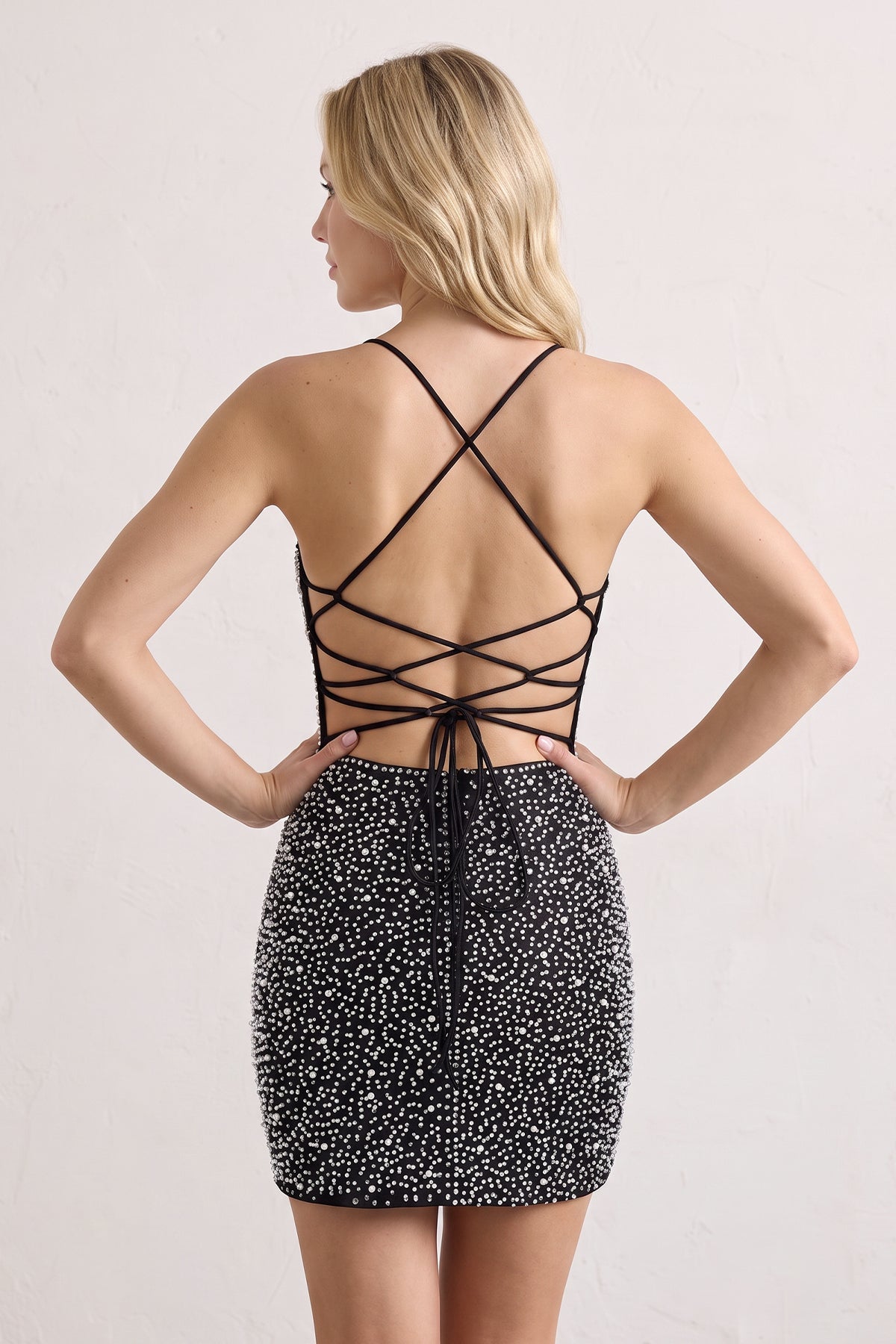 Fiorenza Black back view homecoming dress