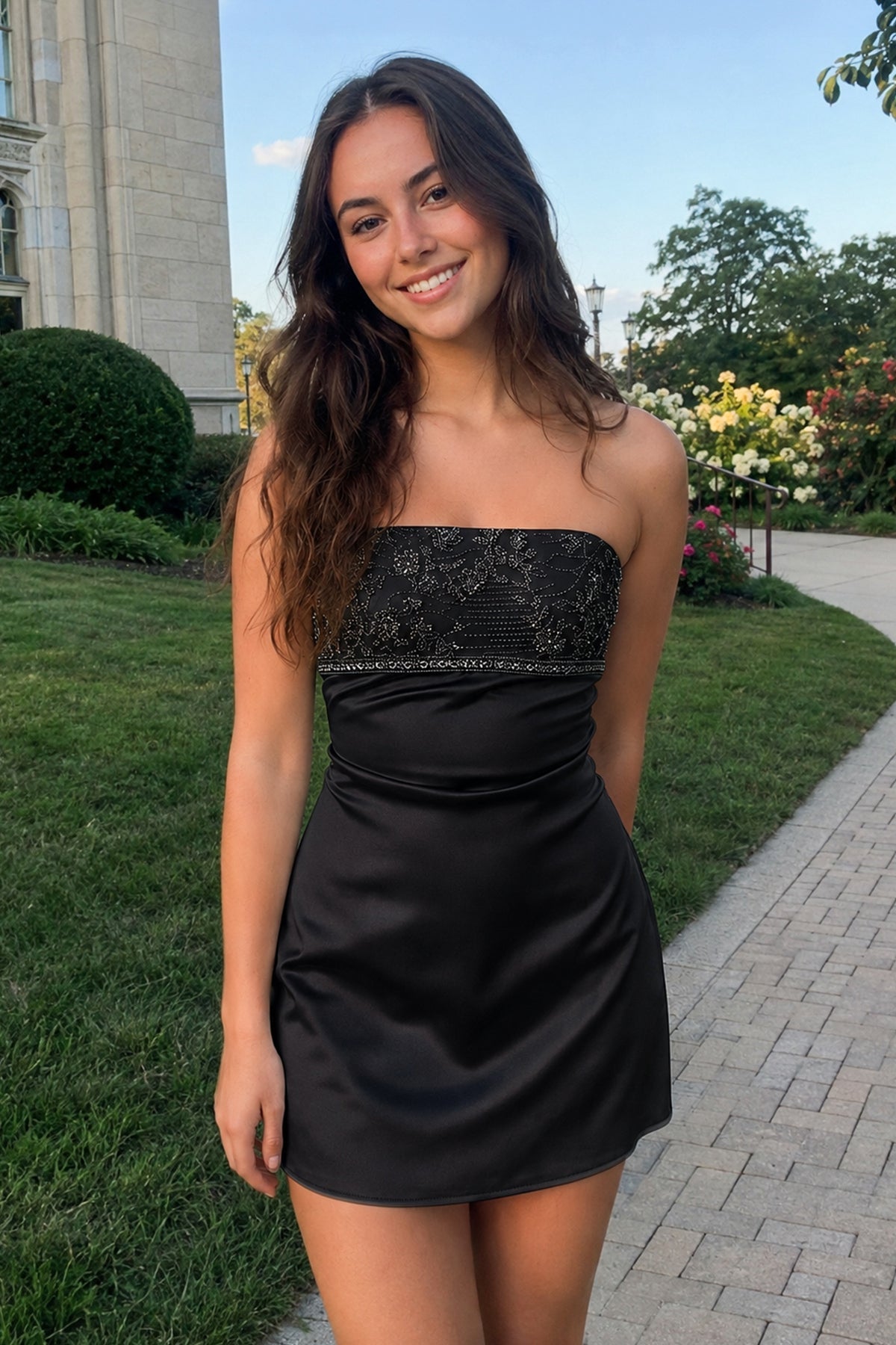 Serena Black front view homecoming dress