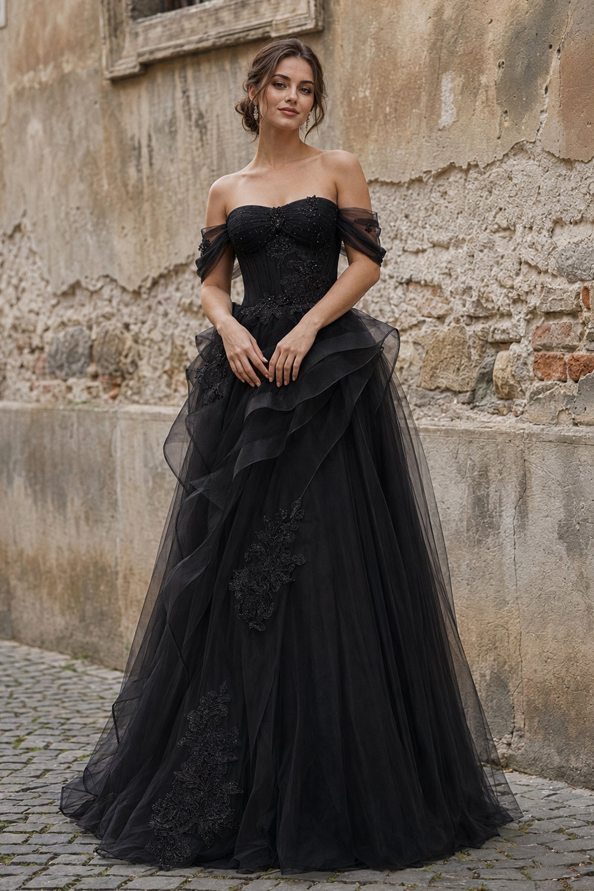 Green Tulle Lace Long Formal Prom Gown with Corset, Green Formal Party Dress