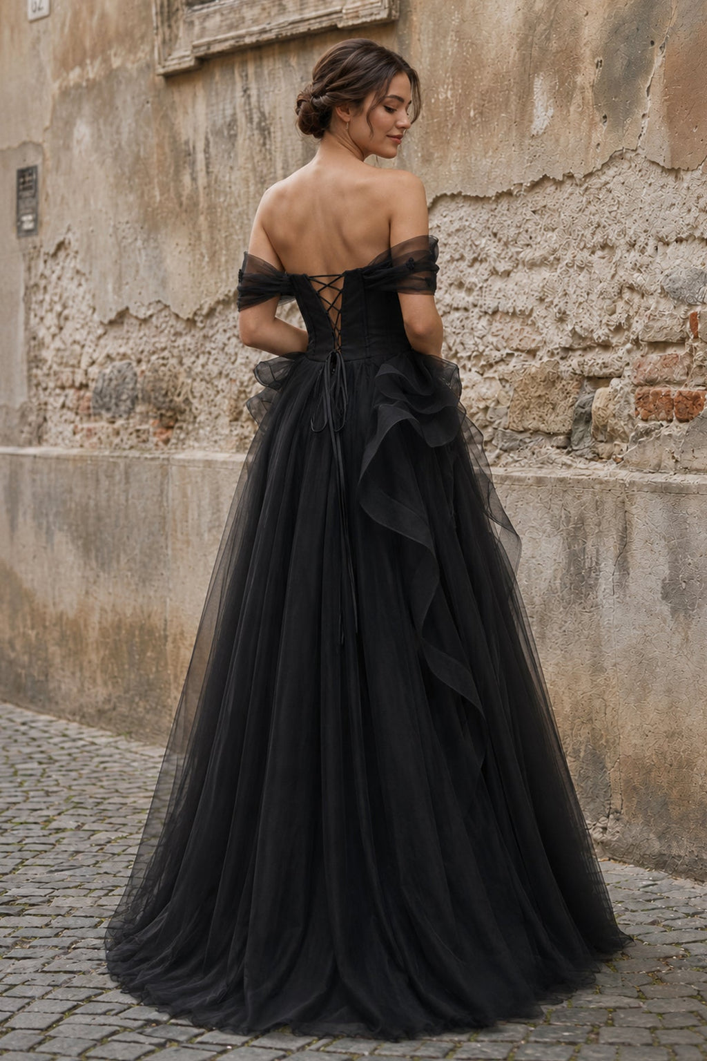 Green Tulle Lace Long Formal Prom Gown with Corset, Green Formal Party Dress