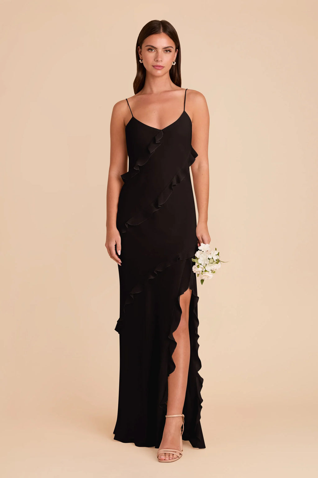 Vivienne Black front view bridesmaid dress