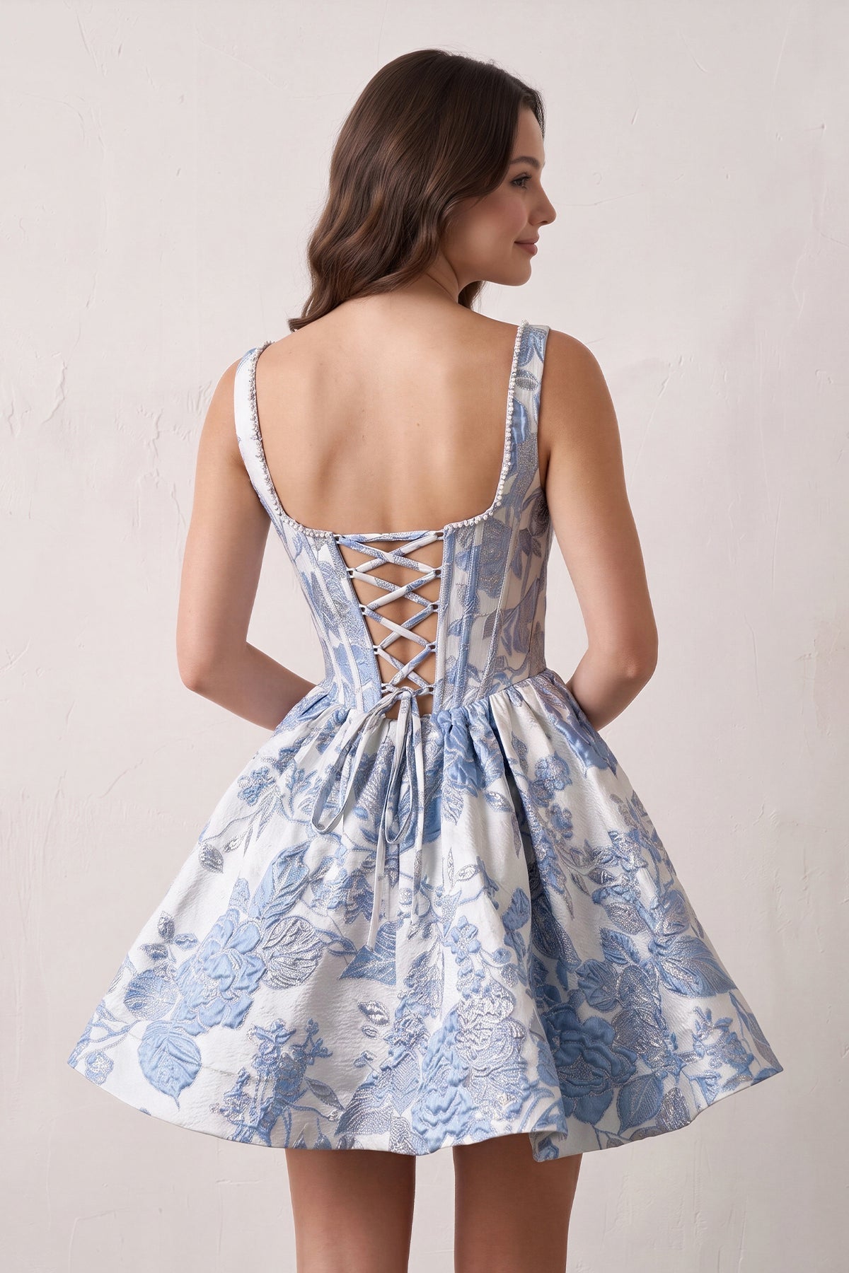 Ginevra Blue back view homecoming dress