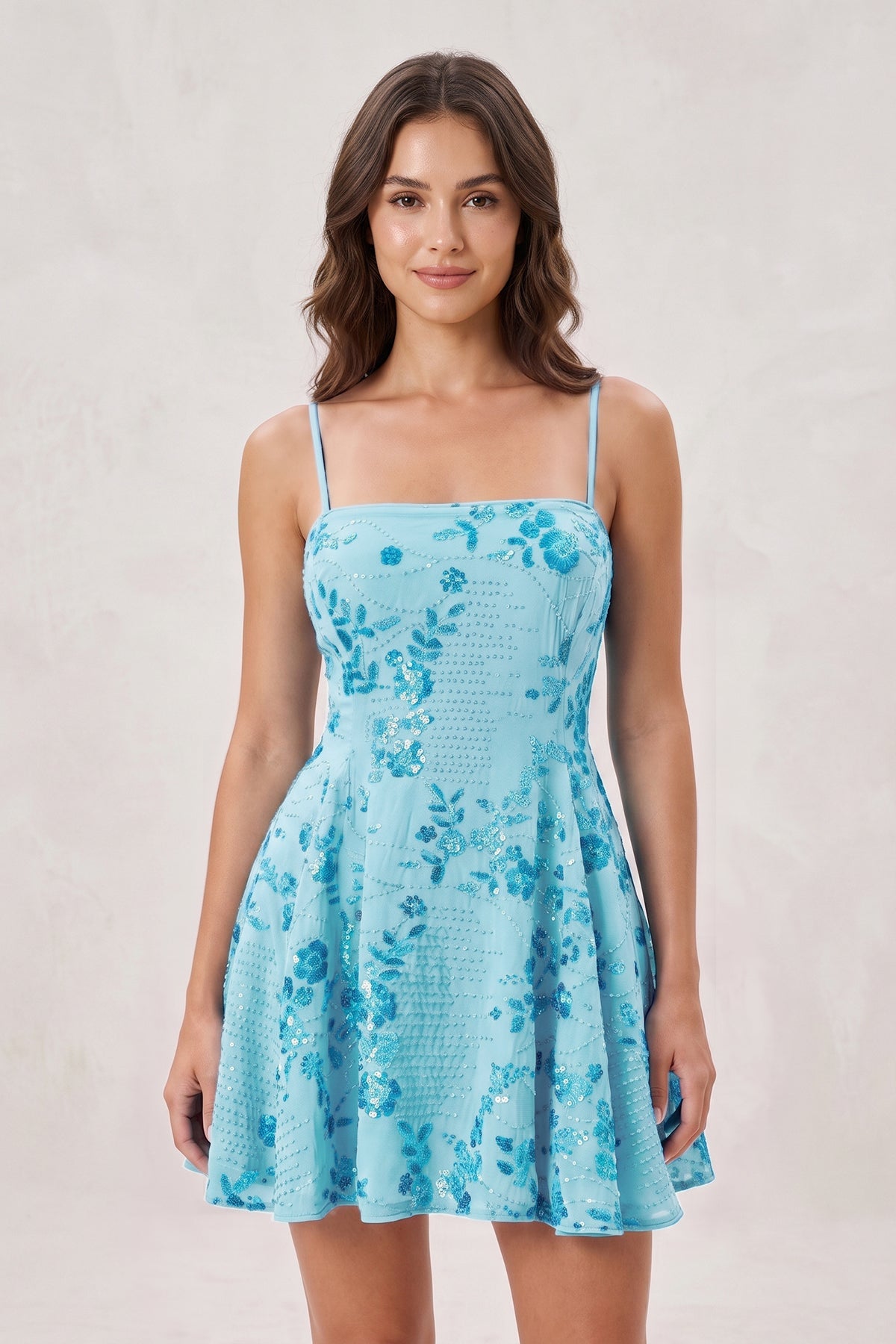 Orianne Blue front view homecoming dress
