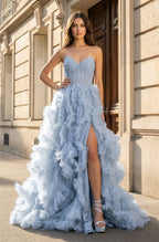 Faustina Claire Royal Blue front view prom dress