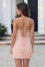 Cyllene Blush Pink back view homecoming dress