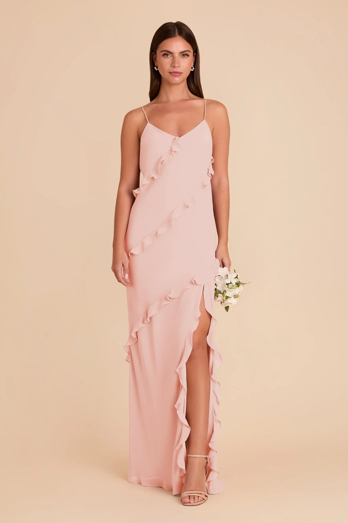Vivienne Blush Pink front view bridesmaid dress