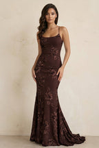 Sky Blue Spaghetti Straps Mermaid Tulle Long Formal Prom Gown With Appliques