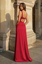 Sky Blue Satin Mermaid Evening Dress with Sweetheart Neckline and Slit