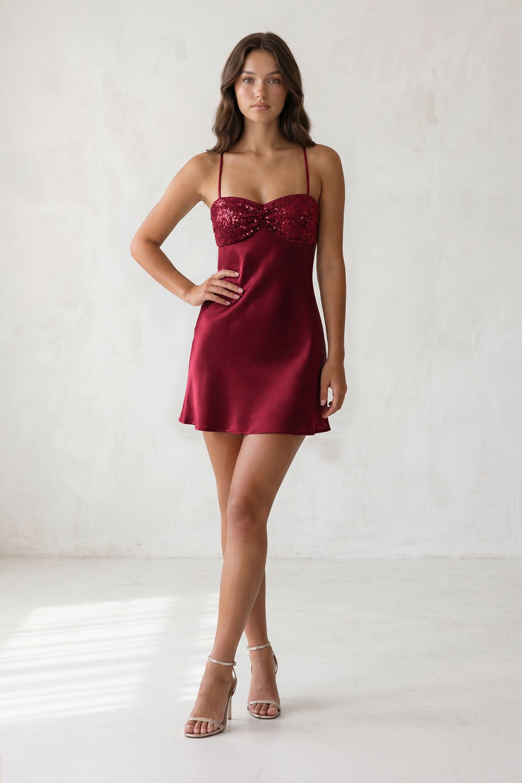 Avenna Burgundy detail 2 homecoming dress