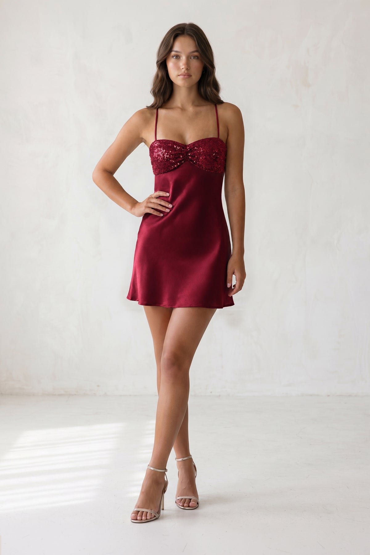 Avenna Burgundy detail 2 homecoming dress