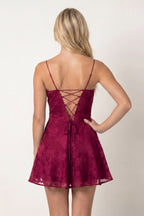 Jordana Burgundy back view homecoming dress