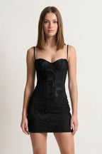 Burgundy Spaghetti Straps Sheath Homecoming Dress With Floral Embroidery