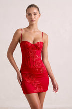 Burgundy Spaghetti Straps Sheath Homecoming Dress With Floral Embroidery