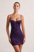 Burgundy Spaghetti Straps Sheath Homecoming Dress With Floral Embroidery