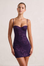 Burgundy Spaghetti Straps Sheath Homecoming Dress With Floral Embroidery