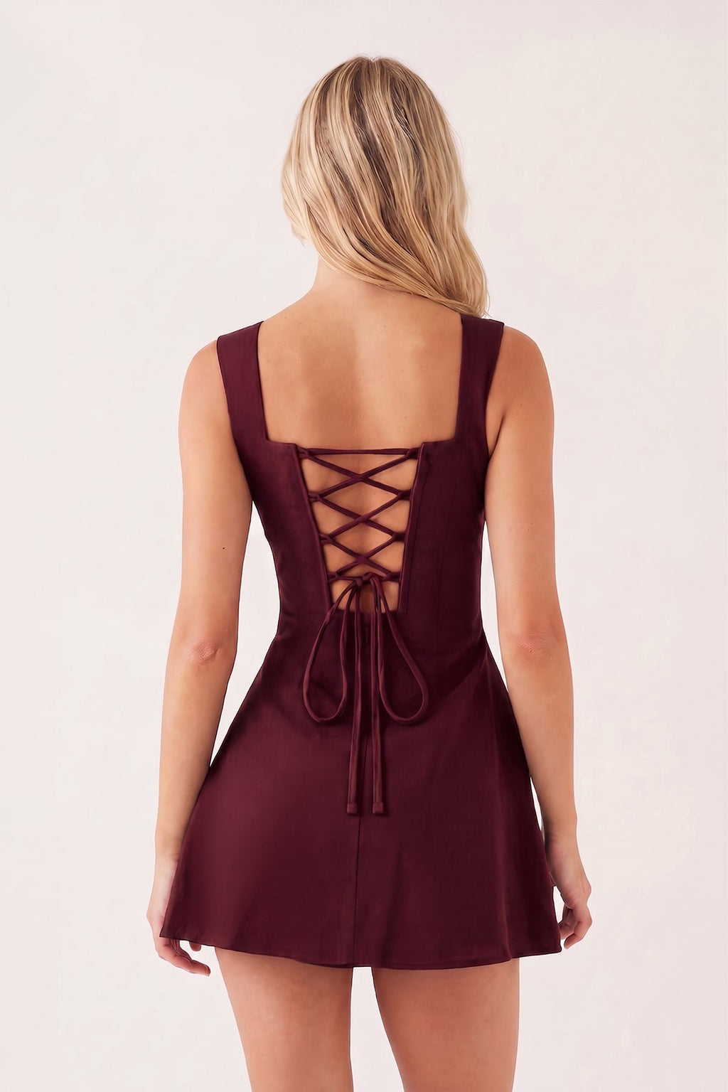 Zenobia Burgundy side view homecoming dress