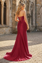 Valencia Noor Burgundy back view prom dress