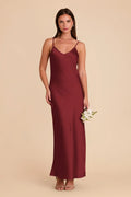 Amara Burgundy front view bridesmaid dress
