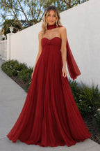 A Line Light Pink Sweetheart Chiffon Long Formal Prom Gown