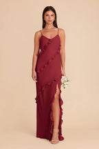 Vivienne Burgundy front view bridesmaid dress