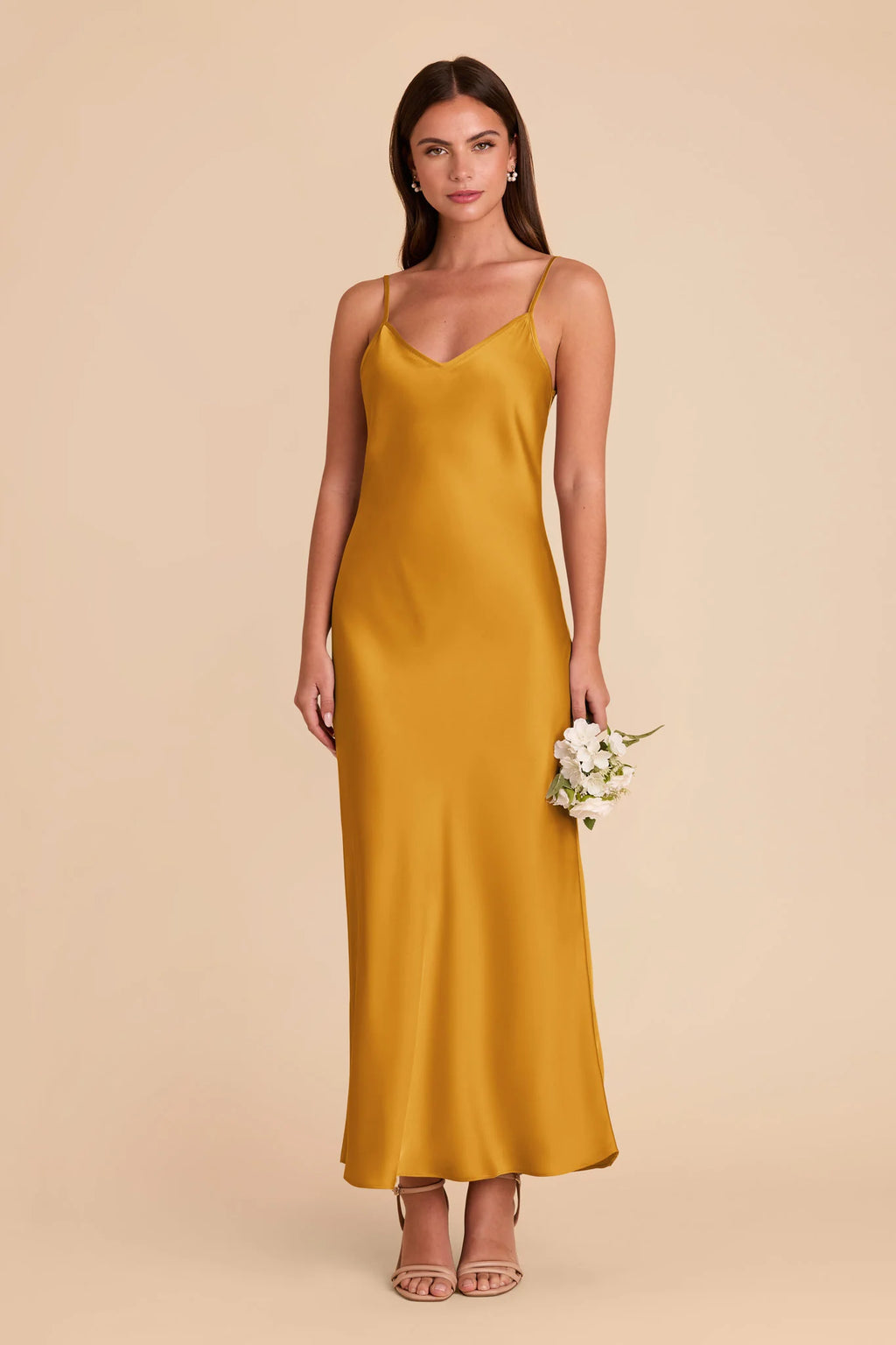 Amara Butterscotch front view bridesmaid dress