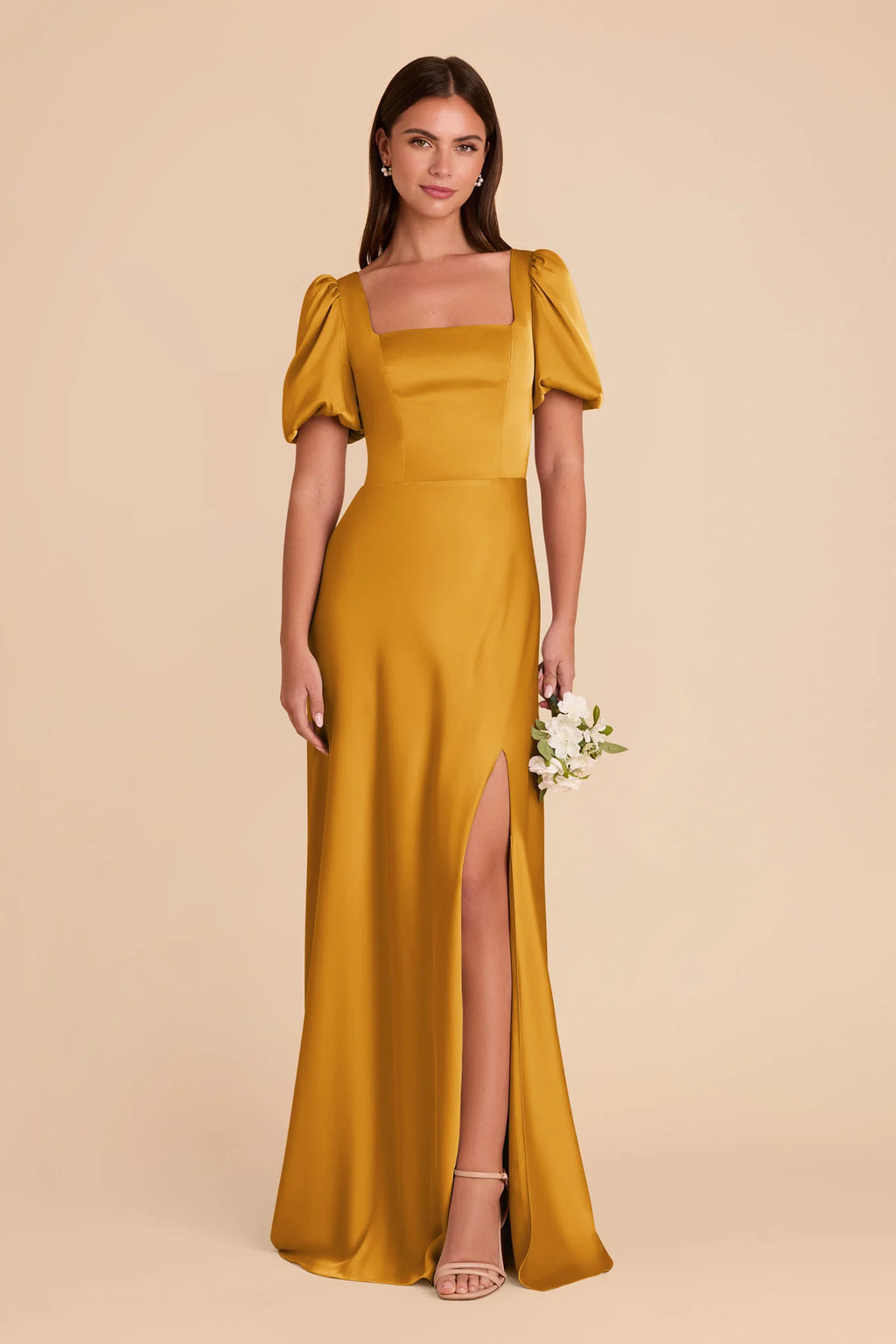 Selene Butterscotch front view bridesmaid dress