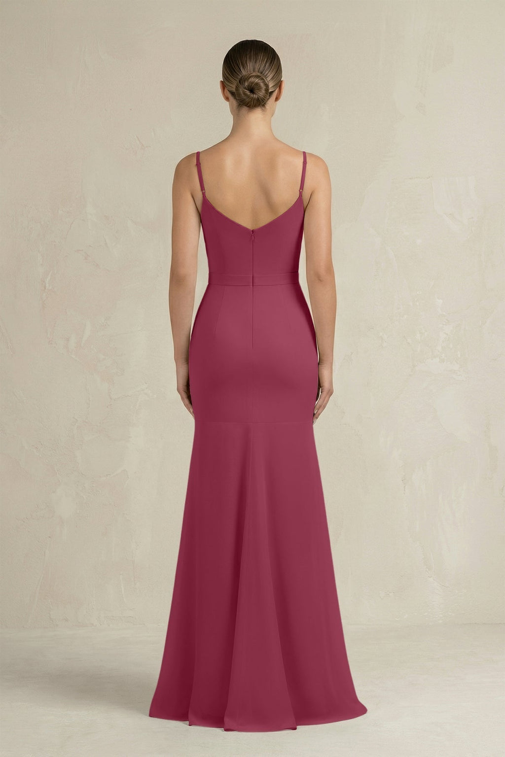 Rose Pink Chiffon Mermaid Bridesmaid Dress with Scoop Neck Neckline and Ruffles