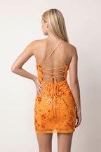 Candy Pink Cami Straps Sheath Floral Embroidery Tulle Homecoming Dress