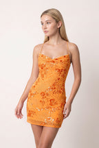 Candy Pink Cami Straps Sheath Floral Embroidery Tulle Homecoming Dress
