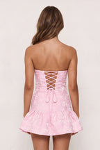 Evanna Candy Pink back view homecoming dress