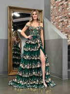 Danica Fern Hunter Green front view prom dress