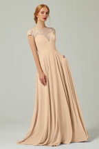 Elegant A Line Sweep Brush Train Chiffon Bridesmaid Dress CB0248PS Bridesmaid Dress