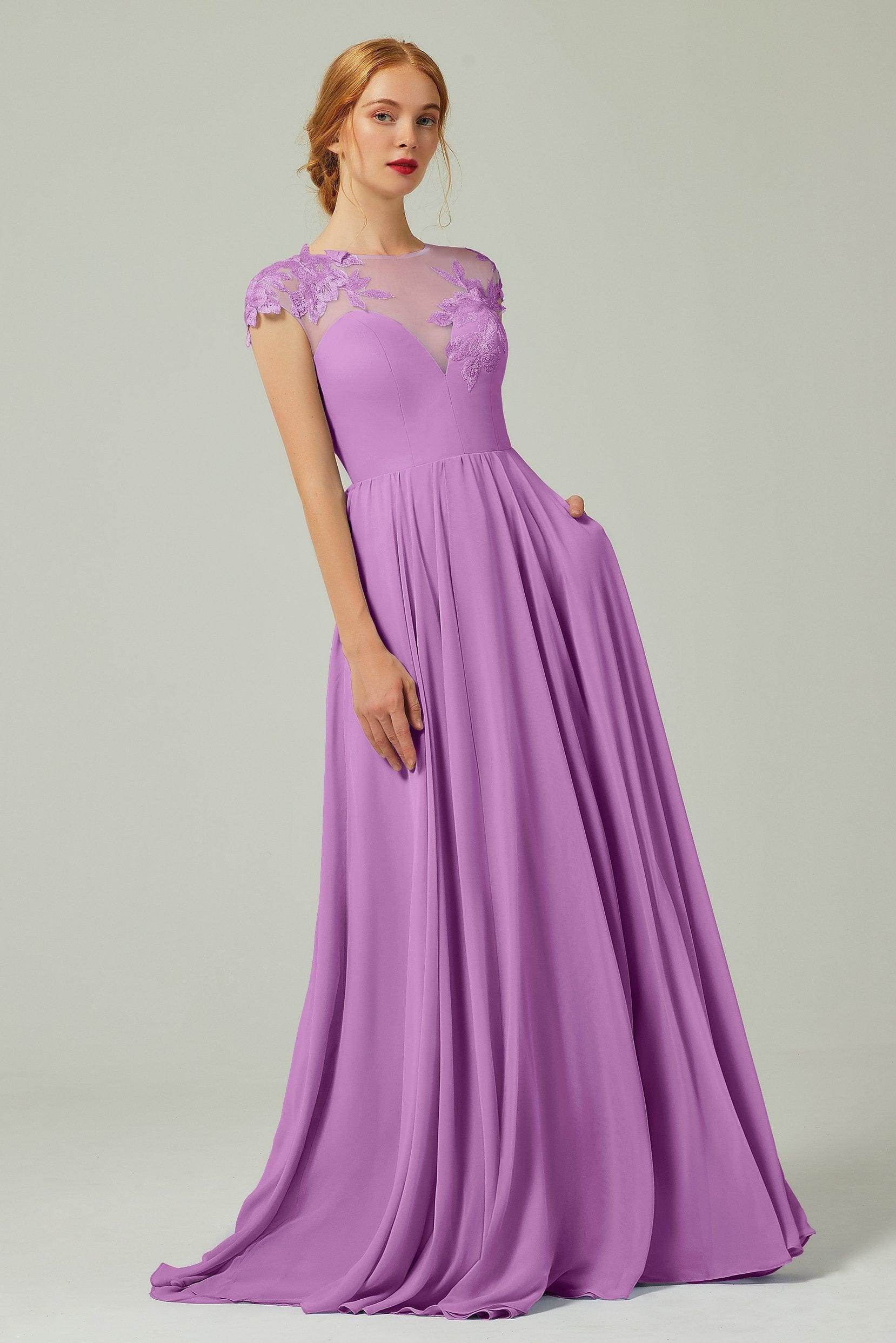 Elegant A Line Sweep Brush Train Chiffon Bridesmaid Dress CB0248PS Bridesmaid Dress