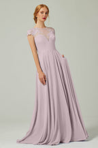 Elegant A Line Sweep Brush Train Chiffon Bridesmaid Dress CB0248PS Bridesmaid Dress